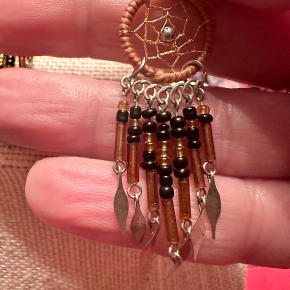 Dreamcatcher Earrings with Silver and Brown Accents - Picture 6 of 7